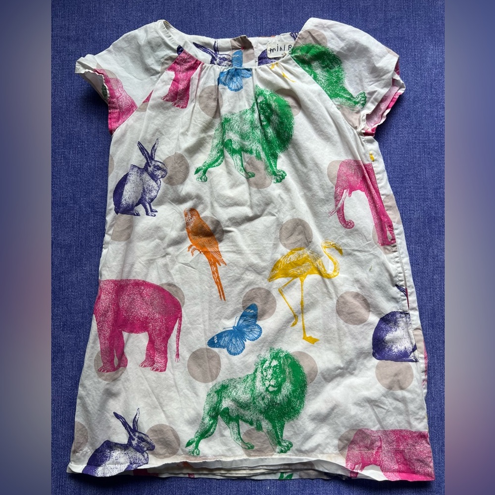 Mini Boden Girls zoo animal print dress 2-3Y